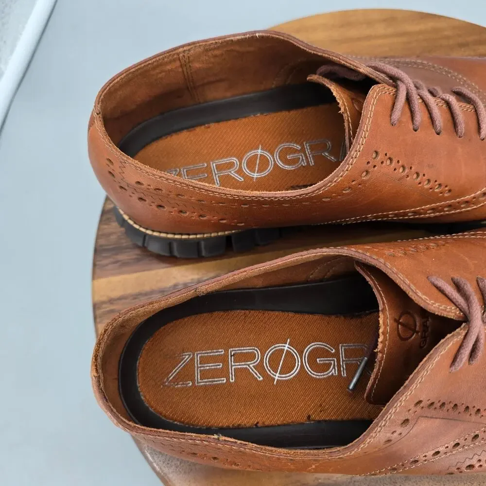 Cole Haan Zerogrand Oxfords Mens 15 Wide Brown Leather Wingtip Brogue Shoes